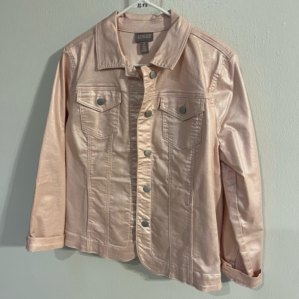 Chico's Shimmering Pink Jean Jacket